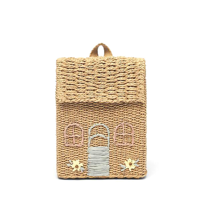 Women Rural Small Fresh Straw Woven Bag College Style Children Backpack