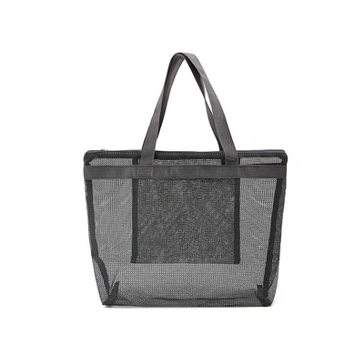 Summer Vacation Hand Mesh Raffia Tote Bags Waterproof With Zipper