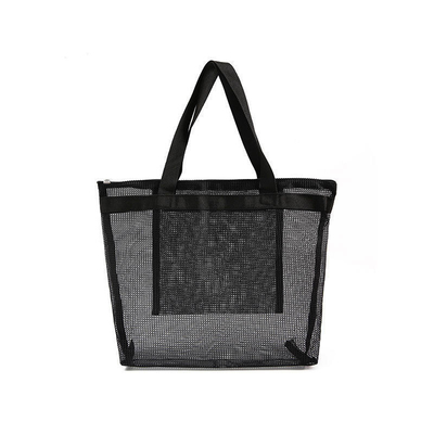Summer Vacation Hand Mesh Raffia Tote Bags Waterproof With Zipper
