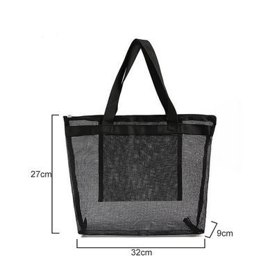 Summer Vacation Hand Mesh Raffia Tote Bags Waterproof With Zipper