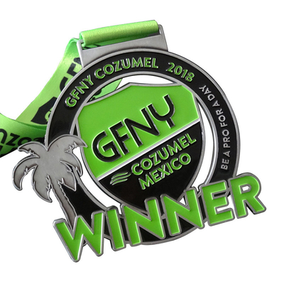 Color Filling Zinc Alloy Custom Metal Medals For Marathon Running Sport
