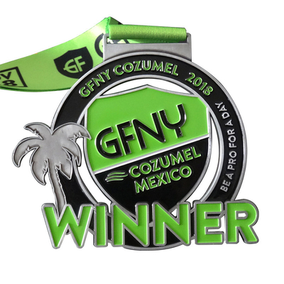 Color Filling Zinc Alloy Custom Metal Medals For Marathon Running Sport