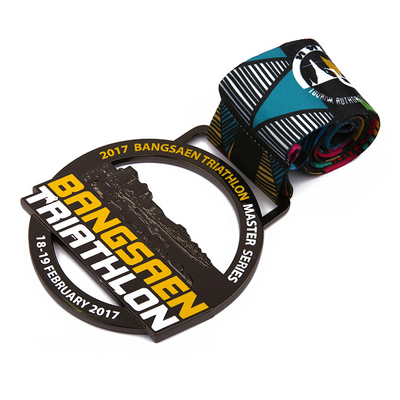 Hollow Colorful Ribbon Marathon Running Medal Zinc Alloy Custom Logo