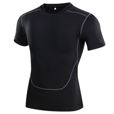 Cycling Black Round Neck T Shirts Clothing High Flexibility Tight Sportswear T Shirts