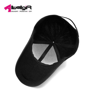 Solid color Mens Black Baseball Cap 6 Panel with lint free