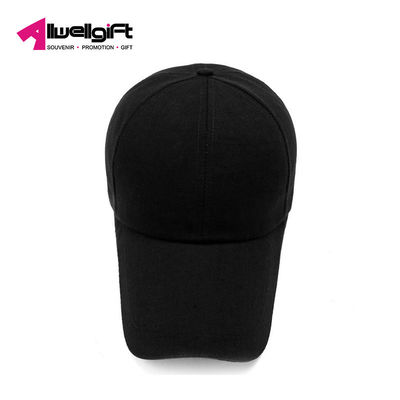 Solid color Mens Black Baseball Cap 6 Panel with lint free