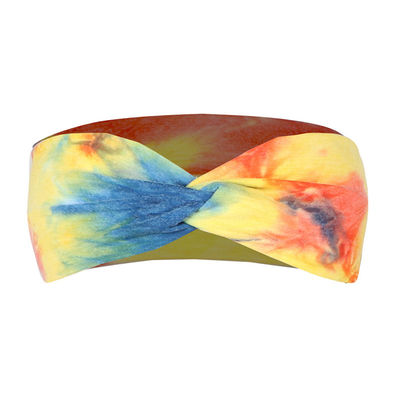 Multicolors Women Head Scarves Elastic Cross Tie Dye Headband