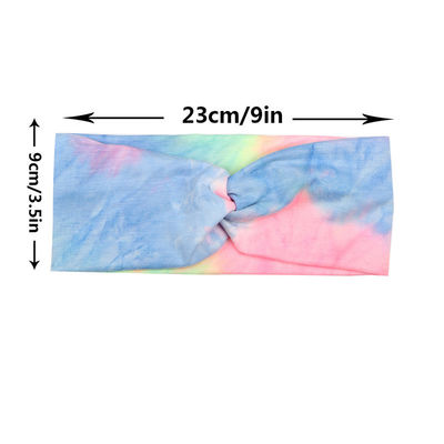 Multicolors Women Head Scarves Elastic Cross Tie Dye Headband