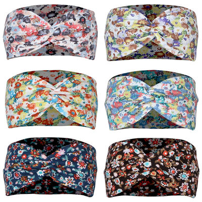 100% cotton Women Head Scarves Floral Elastic Headband for Running
