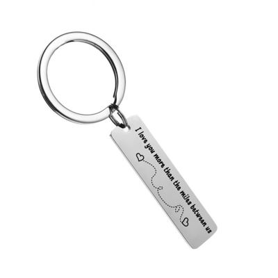 Zinc Alloy Rectangle Shape Valentine Personalised Metal Keychain Custom Shape