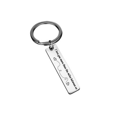 Zinc Alloy Rectangle Shape Valentine Personalised Metal Keychain Custom Shape