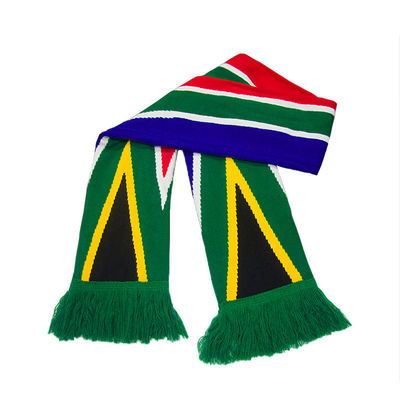 Custom design double layer knit jacquard acrylic scarfs South Africa souvenir gift winter fan scarf