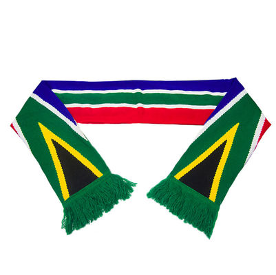 Custom design double layer knit jacquard acrylic scarfs South Africa souvenir gift winter fan scarf