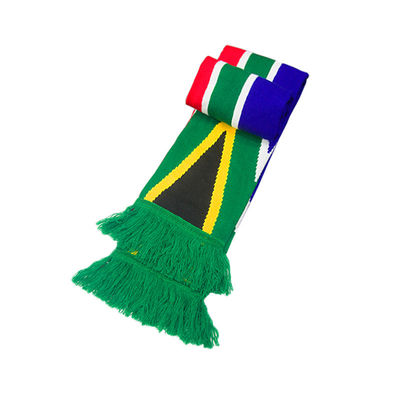 Custom design double layer knit jacquard acrylic scarfs South Africa souvenir gift winter fan scarf