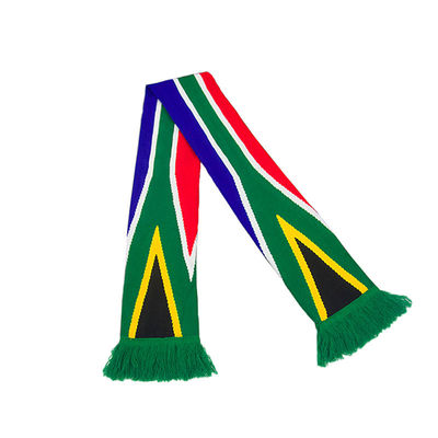 Custom design double layer knit jacquard acrylic scarfs South Africa souvenir gift winter fan scarf