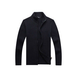 100% cotton Autumn Winter Zipper Sweater Mens Black Cardigan Sweater