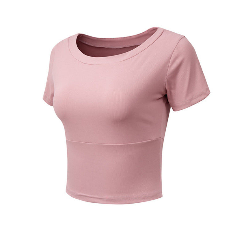 Seamless Lightweight Yoga Shirts Cool-dry Sports Crop Tops Short Sleeve Fitness Yoga Gym Top
