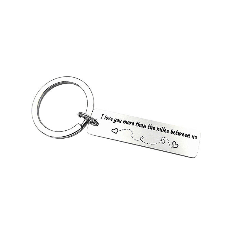 Zinc Alloy Rectangle Shape Valentine Personalised Metal Keychain Custom Shape